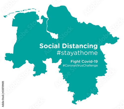 Lower Saxony map with Social Distancing stayathome tag