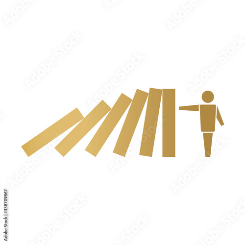 golden stop domino effect concept- vector illustration
