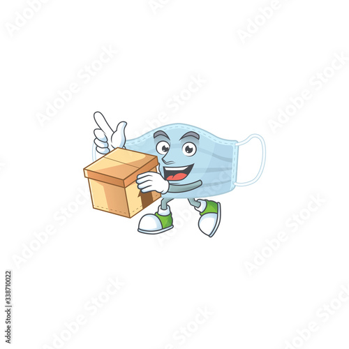 Surgery mask cartoon design style having gift box