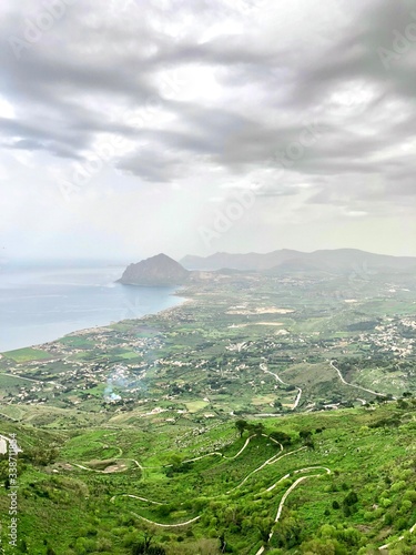 View of the Mediterranean Sea from the city of Erice, Italy © Sergey + Marina