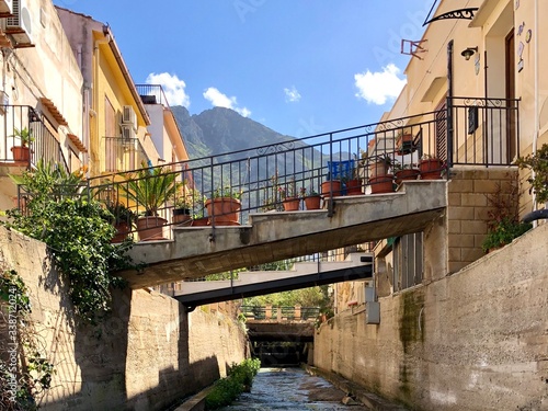 View of a creek with bridges, Balestrate, Sicily photo