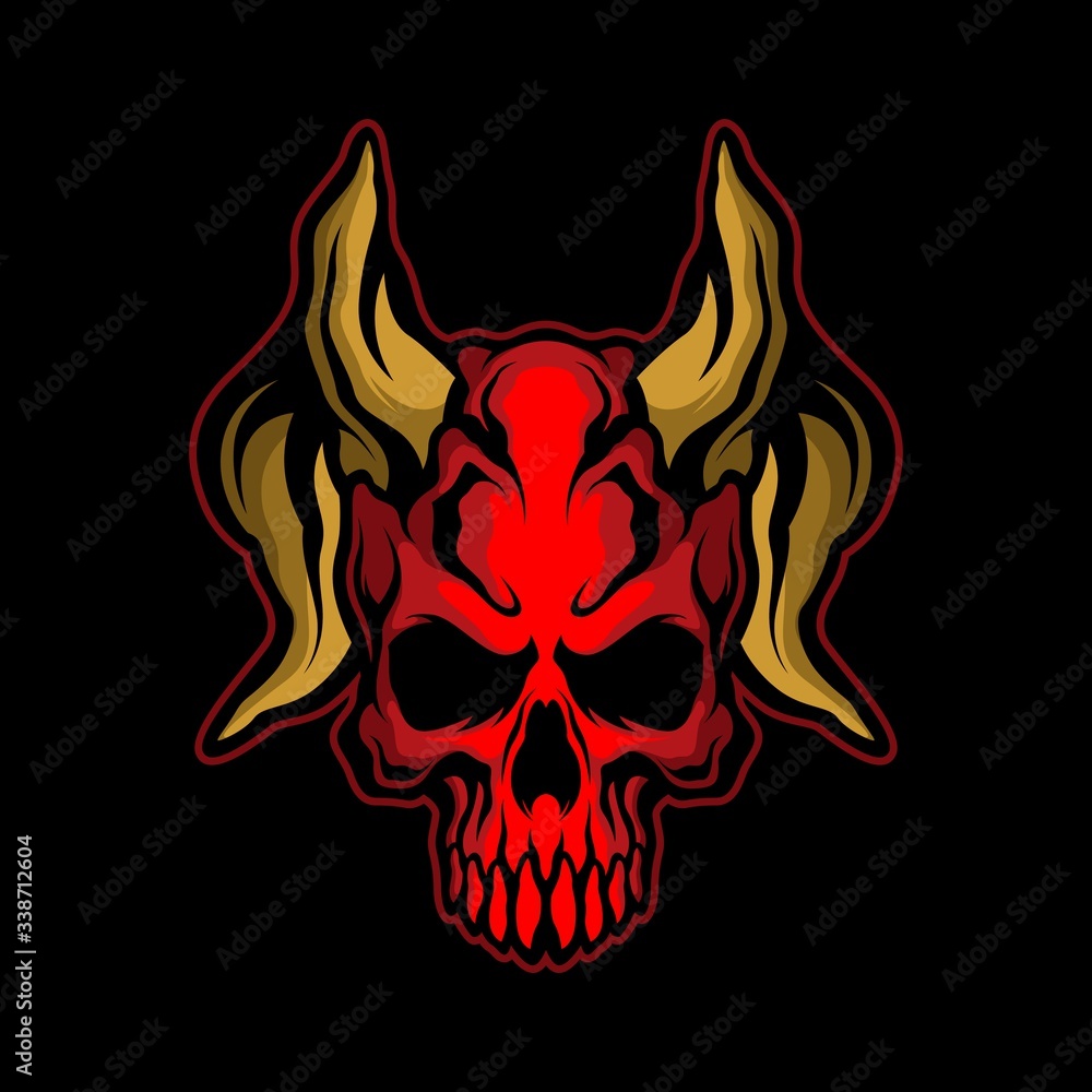 horned devil skull