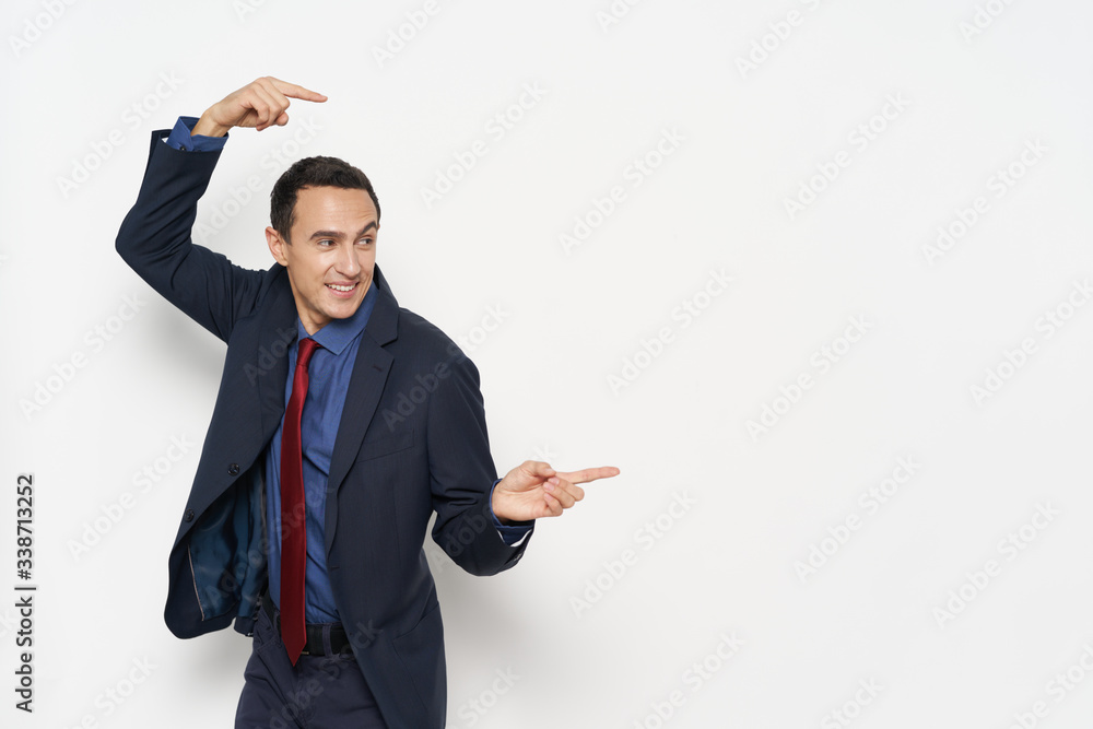businessman pointing at a blank board businessman pointing at a blank board