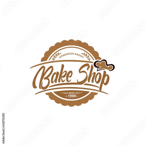 Bakery and Cake Vintage Logo Design Vector Template