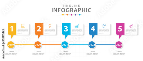 Infographic template for business. 5 steps Modern Timeline diagram with line graph, presentation vector infographic.