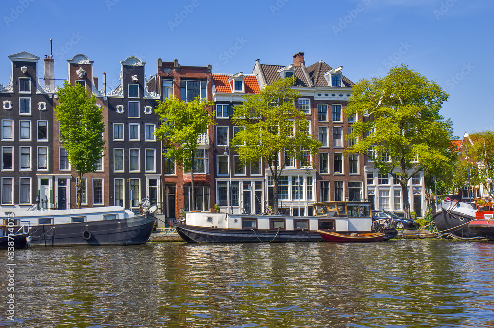 Ship on the river in Amsterdam