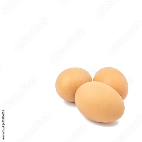 Chicken eggs isolated on white background.Nutrition concept