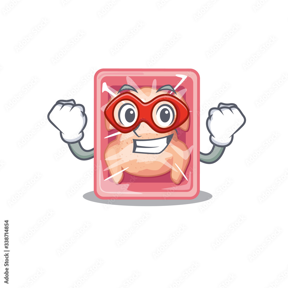 Obraz premium A cartoon character of frozen chicken performed as a Super hero