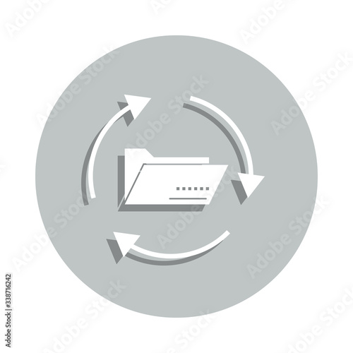 folder, circle, arrow, data interchange badge icon. Simple glyph, flat vector of Business icons for ui and ux, website or mobile application