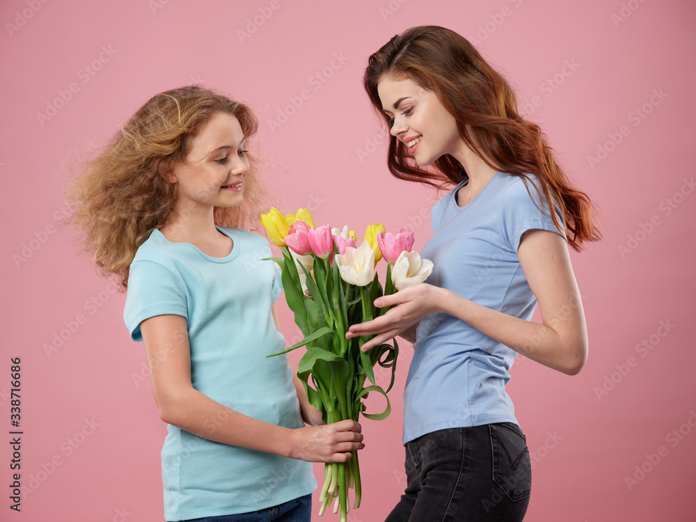 young couple with flowers young couple with flowers