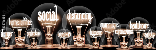 Light Bulbs with Social Distancing Concept