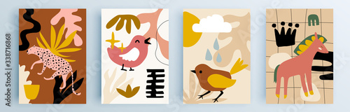 Modern abstract covers set, minimal covers design. Colorful geometric background, vector illustration.