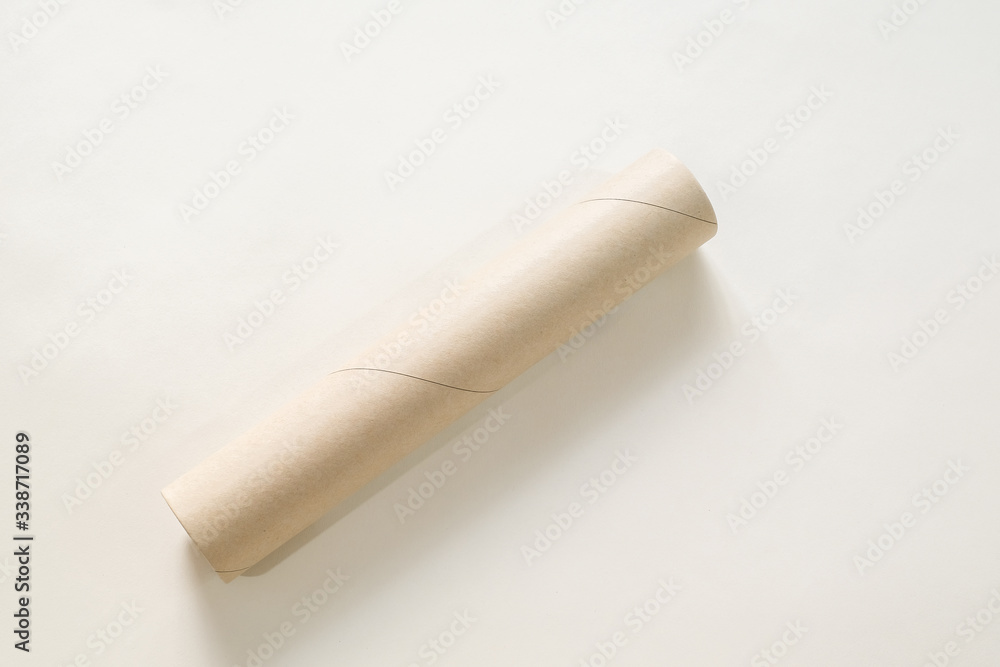 paper tubes on white backdrop, Brown paper roll paper tubes on white backdrop, Brown paper roll