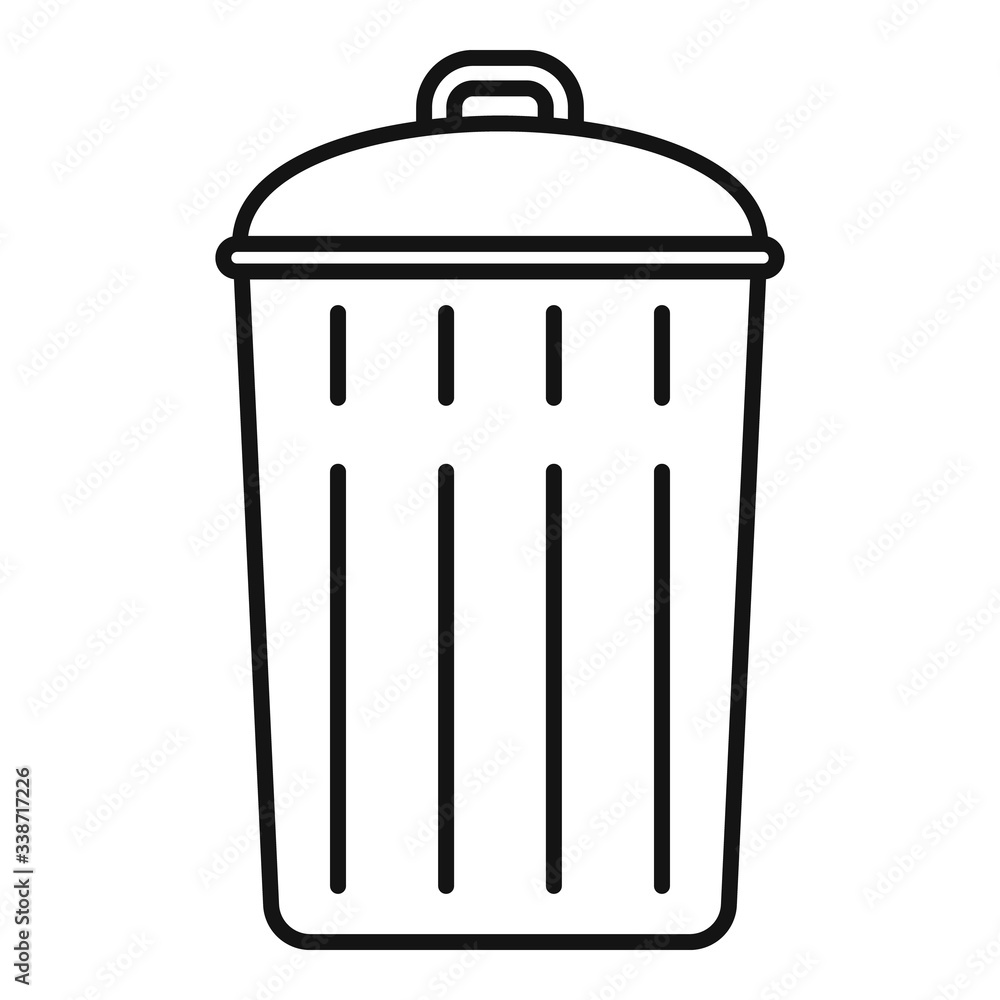 Steel recycle bin icon. Outline steel recycle bin vector icon for web design isolated on white background Steel recycle bin icon. Outline steel recycle bin vector icon for web design isolated on white background