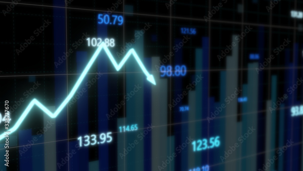 3D Futuristic Stock Market Graph Volatility Chart Tickers Changing - Abstract Background Texture 3D Futuristic Stock Market Graph Volatility Chart Tickers Changing - Abstract Background Texture