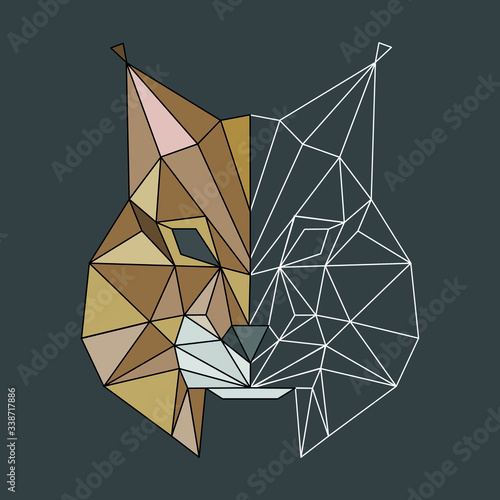 Vector polygonal origami geometric linear lynx