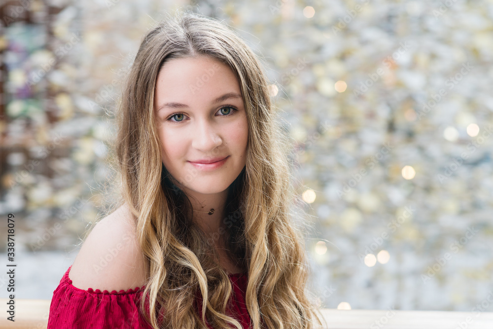 portrait of pretty 15 year old girl Stock Photo