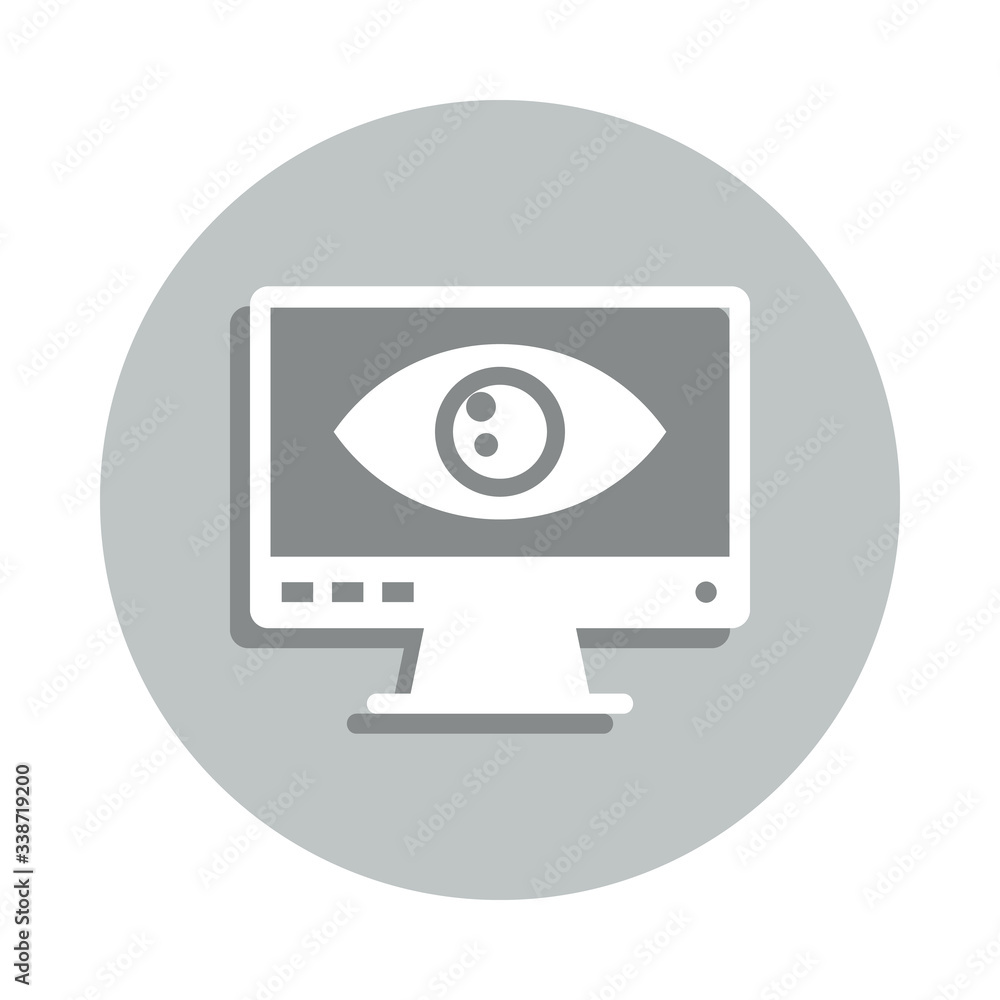 Computer monitor, digital scan, online protection badge icon. Simpleglyph, flat vector of Internet security icons for ui and ux, website or mobile application Computer monitor, digital scan, online protection badge icon. Simpleglyph, flat vector of Internet security icons for ui and ux, website or mobile application