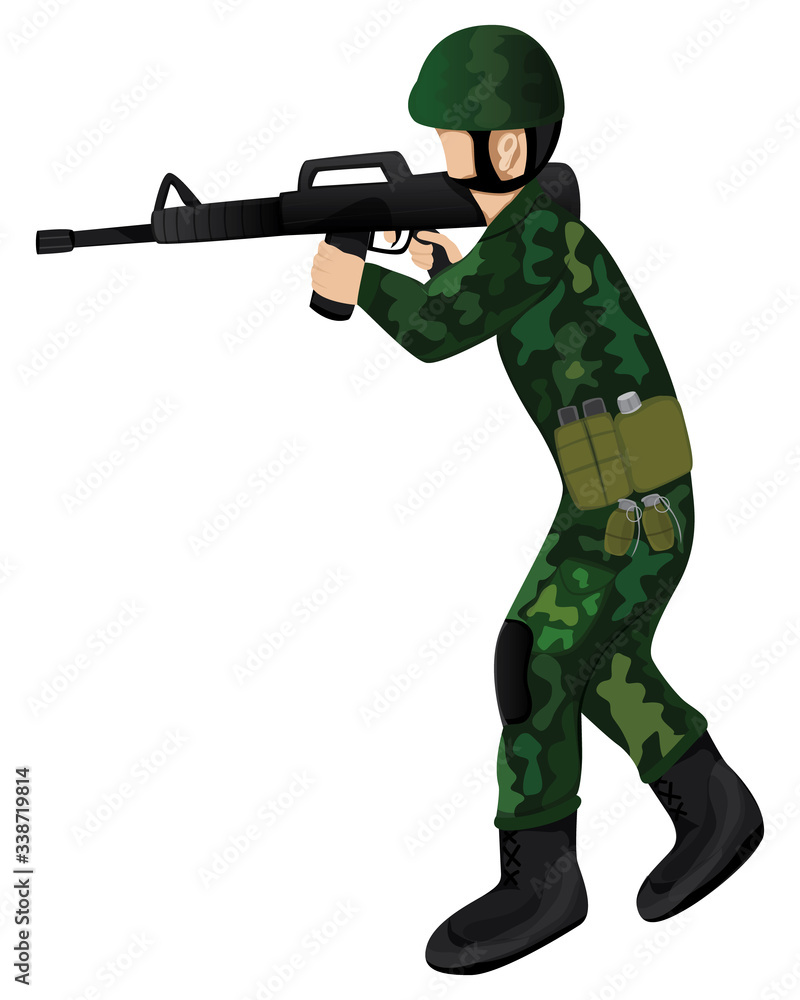 isolated soldier with Dangerous weapon on white background isolated soldier with Dangerous weapon on white background