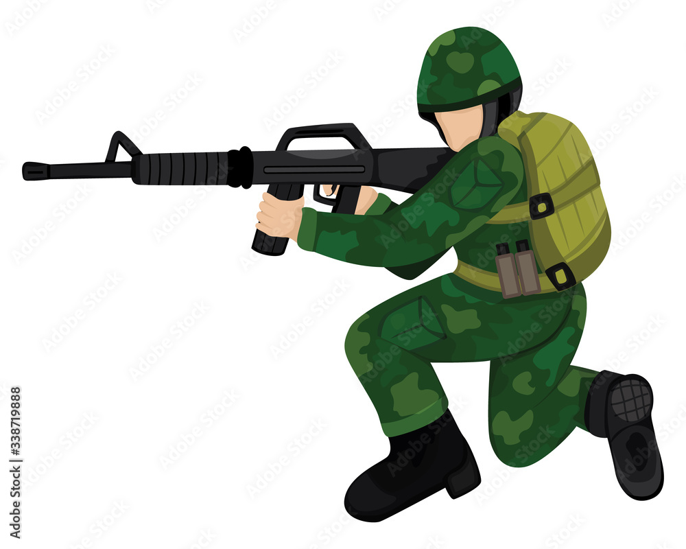 isolated soldier with Dangerous weapon on white background isolated soldier with Dangerous weapon on white background