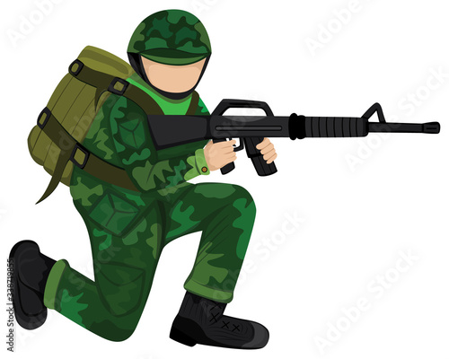 isolated soldier with Dangerous weapon on white background