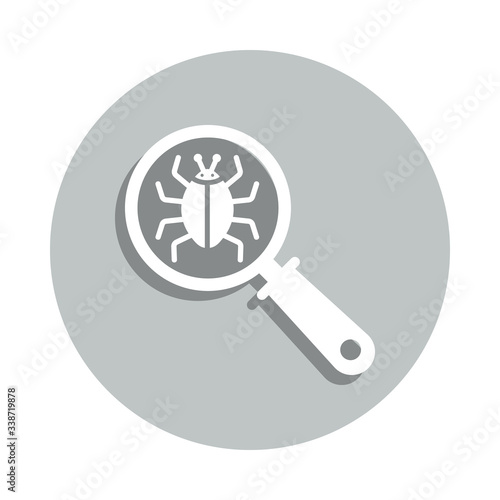Bug inspection, computer virus, corrupted file, internet security badge icon. Simpleglyph, flat vector of Internet security icons for ui and ux, website or mobile application