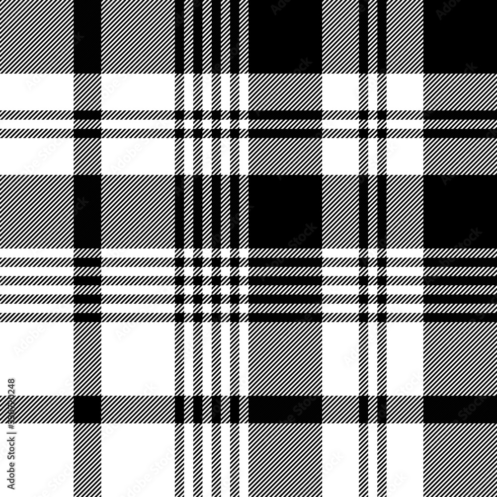 Seamless check plaid pattern. Black white Scottish tartan plaid large  background for flannel shirt, blanket, throw, duvet cover, or other modern  everyday textile print. Stock Vector | Adobe Stock