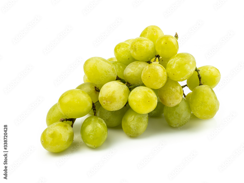 Organic Green grape isolated on white background. Full depth of field. Organic Green grape isolated on white background. Full depth of field.