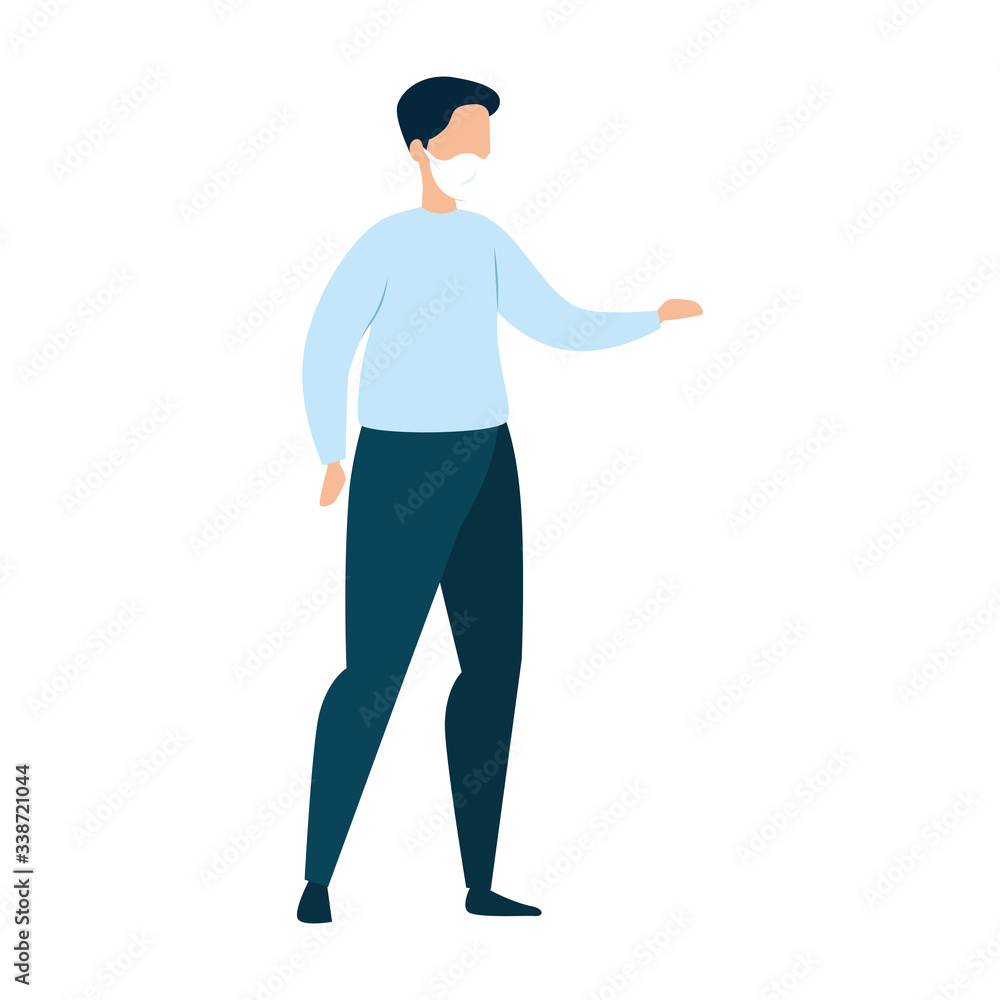 young man with face mask isolated icon vector illustration design young man with face mask isolated icon vector illustration design
