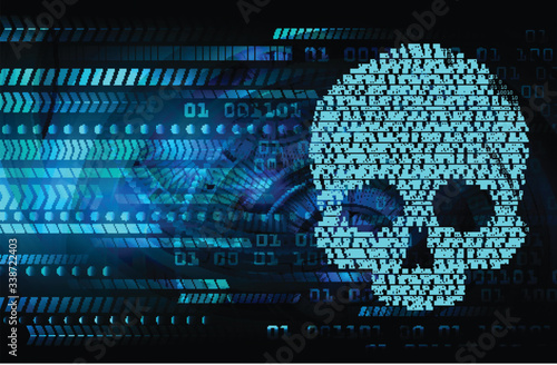 cyber hacker attack background, skull vector