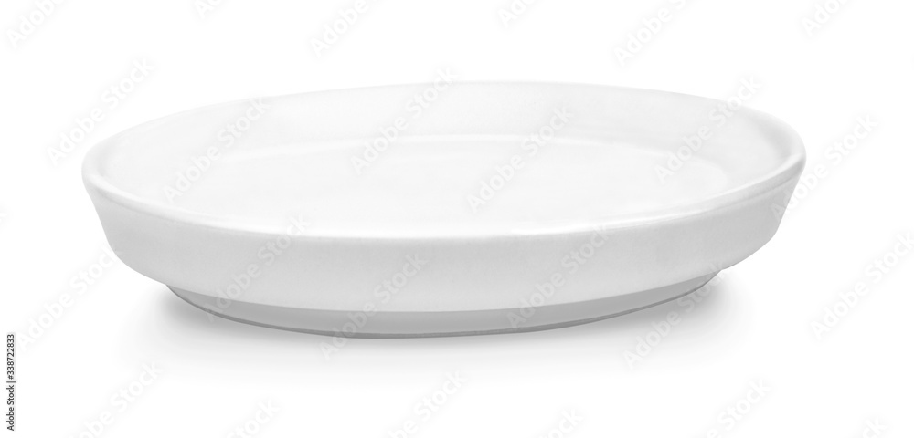 Empty white plate isolated on a white background Empty white plate isolated on a white background