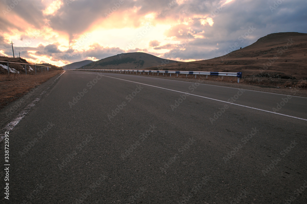 landscape of empty highway with  mountain