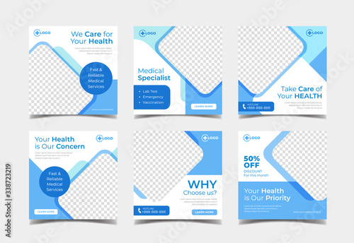 Medical health square banner for social media post template