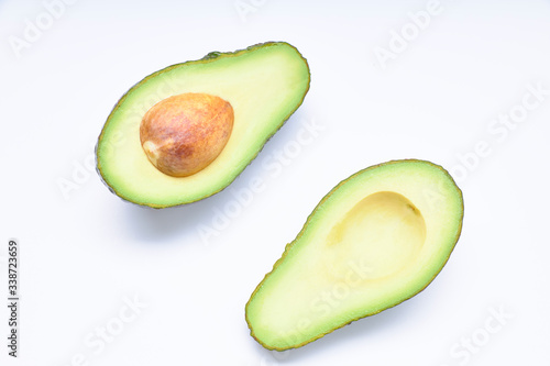 Avocado fruit , detail of the interior and seed. It is very healthy and delicious.