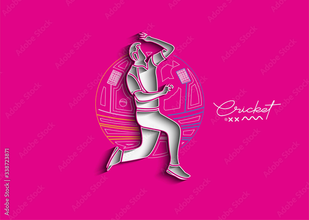 Bowler bowling in cricket championship sports. Line Art design - Vector Illustration. Bowler bowling in cricket championship sports. Line Art design - Vector Illustration.