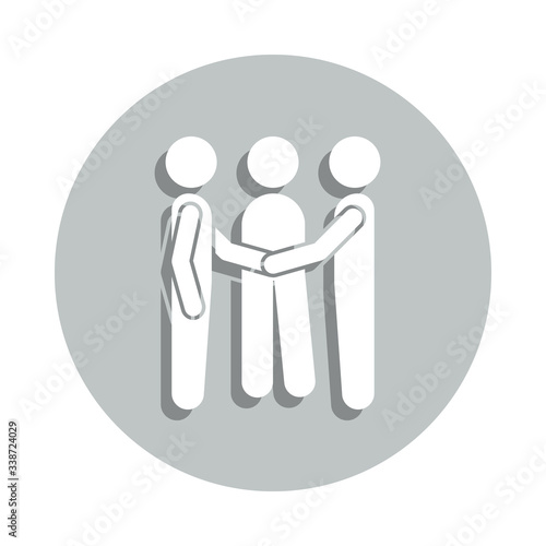 to reconcile two people badge icon. Simple glyph, flat vector of Conversation icons for ui and ux, website or mobile application