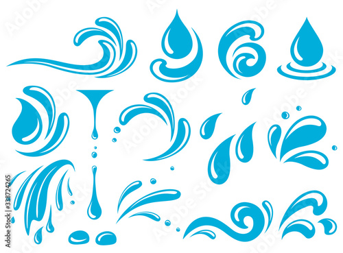 Obraz na plátně water design element, drop, splash set icons