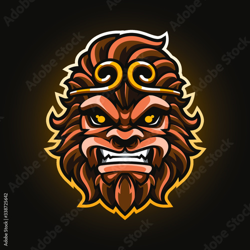Monkey king head mascot logo