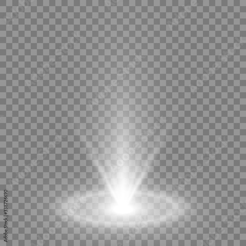 Magic portal of fantasy. Futuristic teleport. Light effect. Light rays of the night scene and sparks on a transparent background. Empty light effect of the podium. Disco club of the dance floor.