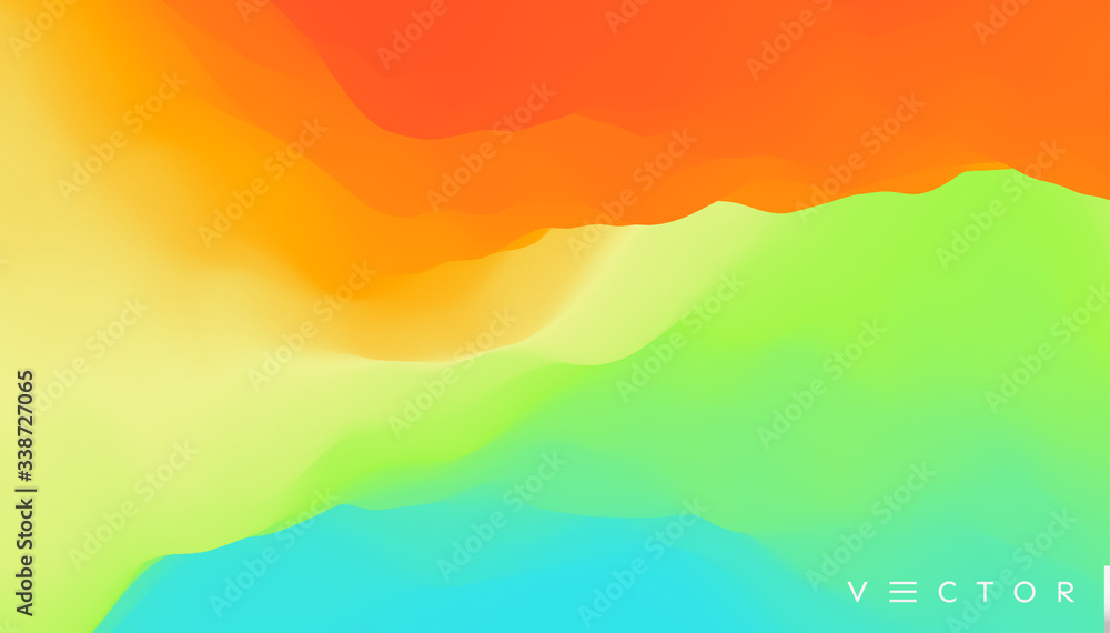 Abstract wavy background with dynamic effect. Color gradients for design. Vector Illustration.