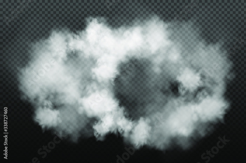 White vector cloudiness ,dust, fog or smoke on dark checkered background.Cloudy sky or smog over the city.Vector illustration. 