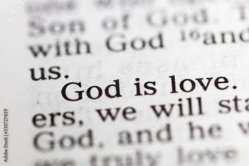 Obraz na płótnie Biblical text. God is love. Christian concept w salonie