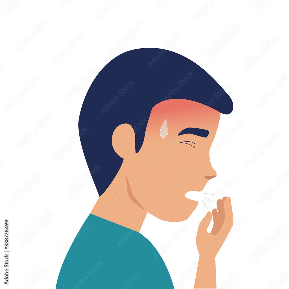 man with cough sick of covid 19 isolated icon vector illustration design man with cough sick of covid 19 isolated icon vector illustration design