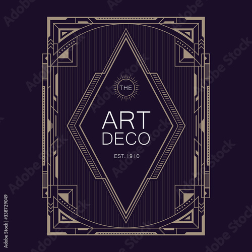 art deco retro badge logo design vector illustration