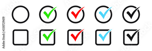 Checkbox set with blank and checked checkbox vector icon. photo
