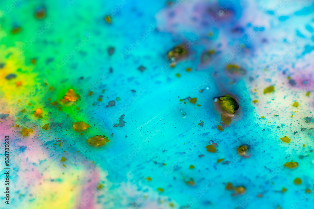 Macro photo abstract watercolor colorful color on white background. Color mix