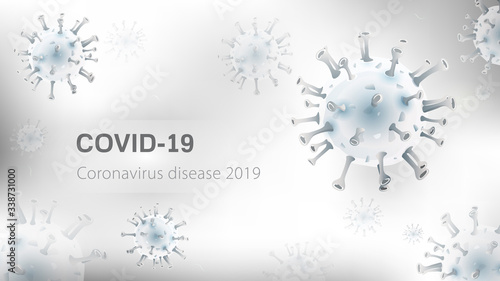 White COVID-19 background with virus particles and space for text