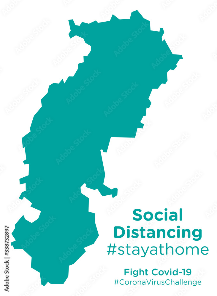 Chhatisgarh map with Social Distancing stayathome tag