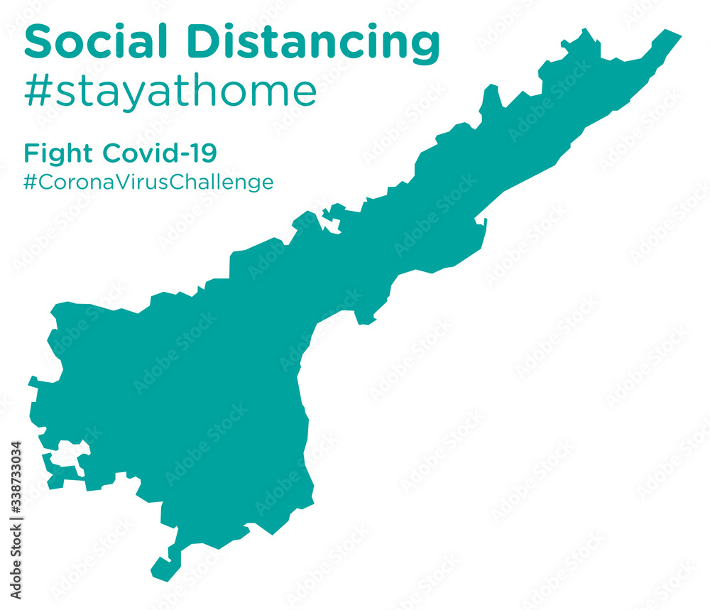 Andhra Pradesh map with Social Distancing stayathome tag