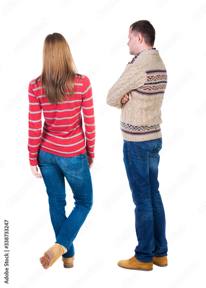 Back view couple in sweater. Back view couple in sweater.